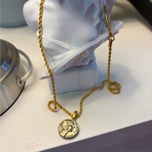 CHANEL - “AUTHENTIC” Button Gold Medallion Necklace